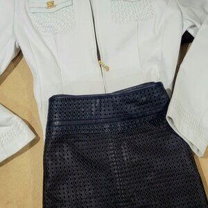 Tory Burch Blue Leather Skirt - Bianca